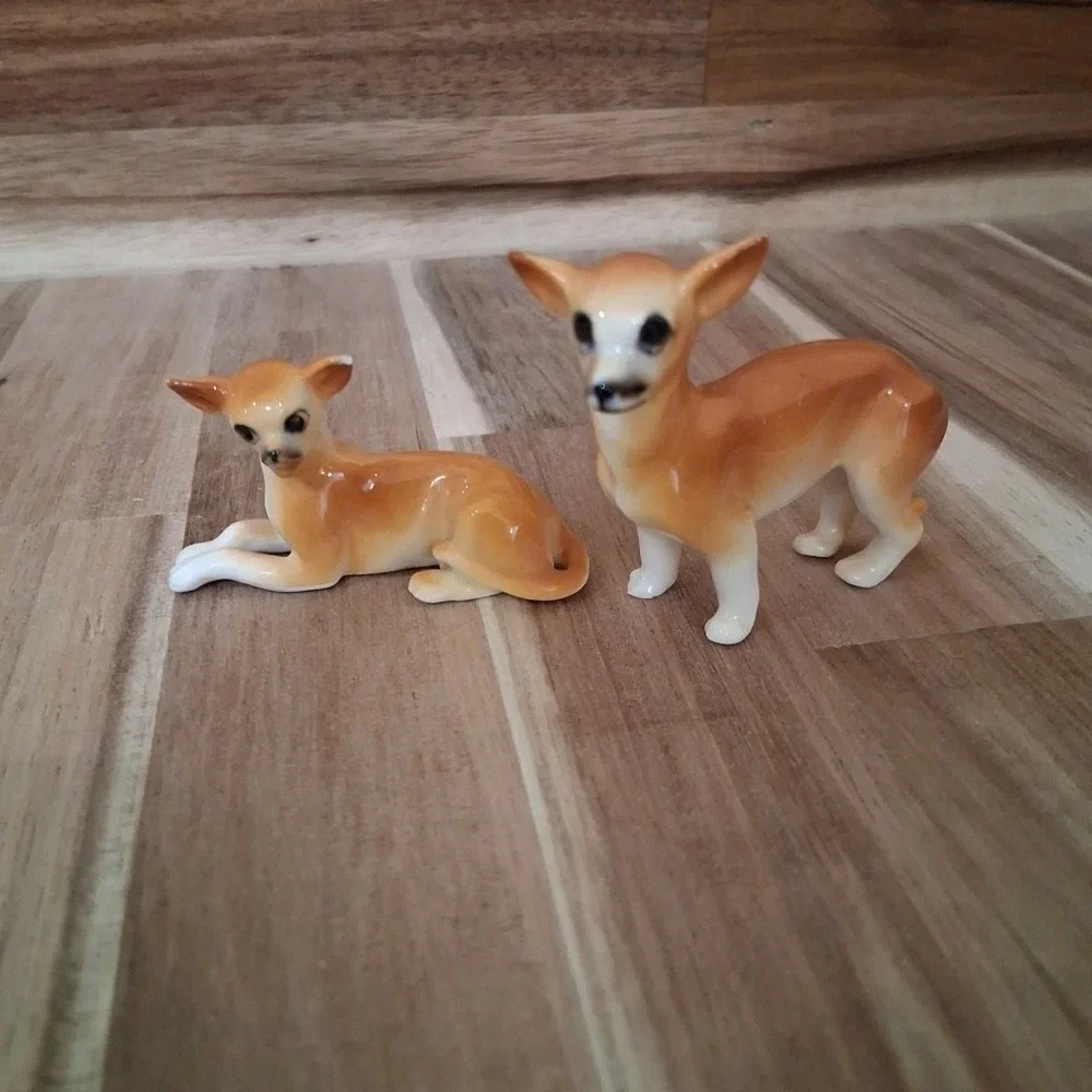 Vintage 2 Bone China Dogs Miniature Figurines
